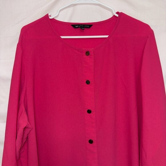 MYNT 1792 Pink Long Sleeve Button Up Blouse Top women's size 2X - Picture 4 of 7